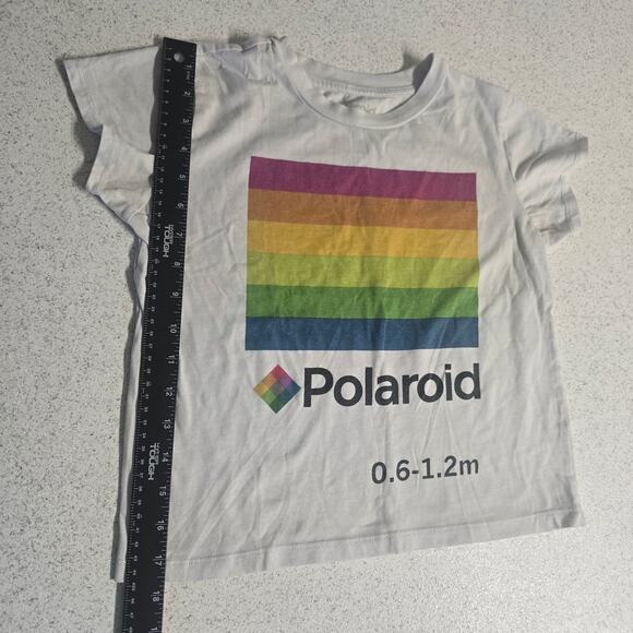 Polaroid Tops - Polaroid Graphic Tee Women's XS White Rainbow Logo Cropped Cap Sleeve T-Shirt